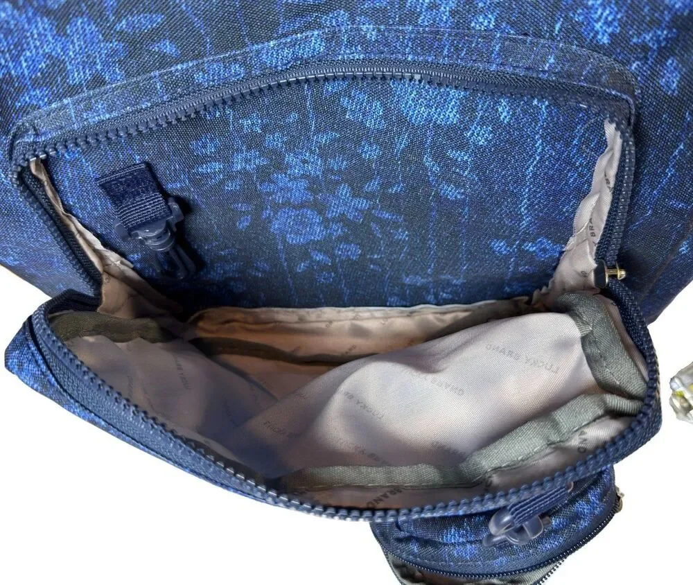 LUCKY BRAND Floral Denim Print Backpack Laptop Bag NWOT With Matching Pouch